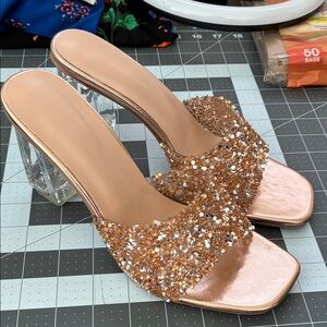 Shimmering Gold Sequin Women's Heels